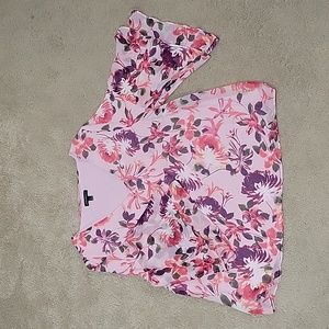 Pink Floral Bell Sleeve Lane Bryant Blouse 1X 14/16